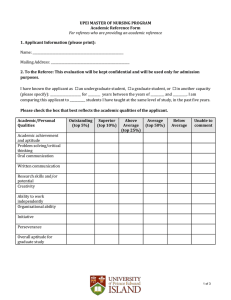 UPEI MASTER OF NURSING PROGRAM Academic Reference Form