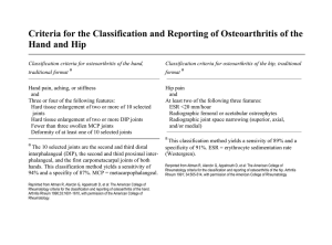 Criteria for the Classification and Reporting of Osteoarthritis of the