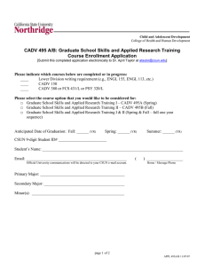 CADV 495 Application Form