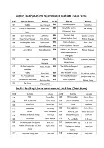 English Reading Scheme recommended booklists (Junior Form)