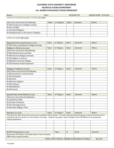 B.A. in Religious Studies Graduation Check Worksheet