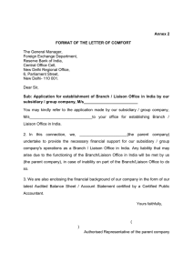 Annex 2 FORMAT OF THE LETTER OF COMFORT  The General Manager,