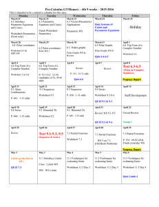 4th Nine Weeks Calendar