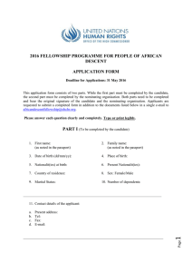 2016 FELLOWSHIP PROGRAMME FOR PEOPLE OF AFRICAN DESCENT APPLICATION FORM