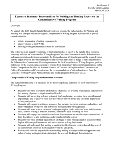 Executive Summary: Subcommittee for Writing and Reading Report on the