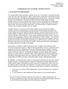 UNDERGRADUATE ACADEMIC ADVISING POLICY I.  STATEMENT OF PHILOSOPHY. Attachment A