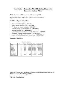 Multiple Linear Regression - Television Station Prices (Model Building Diagnostics)