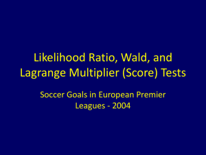Likelihood Ratio, Wald, and Lagrange Multiplier Tests - European Premier League Goals 2004 Season