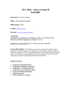 STA 3024 – Intro to Stats II Fall 2005