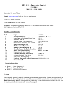 STA 4210 – Regression Analysis Fall 2014 MWF 2 – CSE E121
