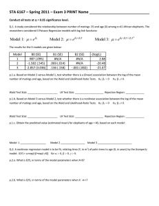 STA 6167 – Spring 2011 – Exam 3 PRINT Name... Conduct all tests at = 0.05 significance level. 