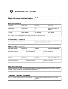 Student Employment Application  Applicant Information