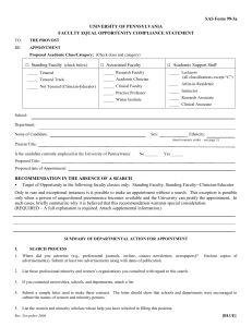 □ SAS Form 99-3a UNIVERSITY OF PENNSYLVANIA FACULTY EQUAL OPPORTUNITY COMPLIANCE STATEMENT