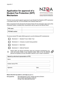 Application for approval of a Student Fee Protection (SFP) Mechanism