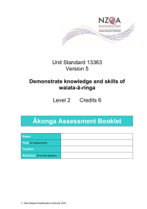 Ākonga Assessment Booklet Unit Standard 13363 Version 5 Level 2