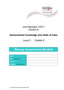 Ākonga Assessment Booklet Unit Standard 13371 Version 6 Level 2