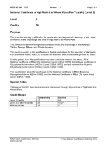 National Certificate in Ngā Mahi ā te Whare Pora (Pae... Level 2 Credits