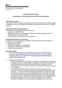 New Zealand Scholarship Agricultural and Horticultural Science Performance Standard Outcome Description