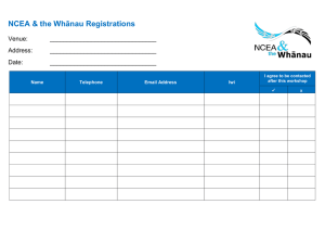 the Whānau Registrations NCEA &amp;