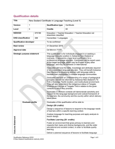 New Zealand Certificate in Language Teaching (Level 5) (DOC, 76KB)