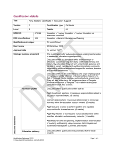 New Zealand Certificate in Education Support (Level 4) (DOC, 70KB)