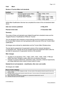 Review of Tourism Māori unit standards