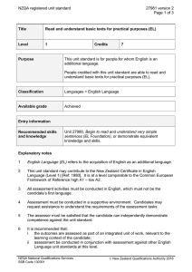 NZQA registered unit standard 27981 version 2  Page 1 of 3