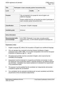 NZQA registered unit standard 27989 version 2  Page 1 of 3
