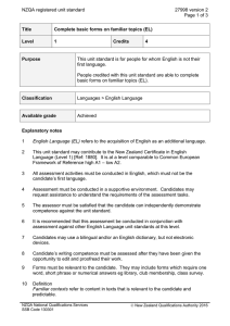 NZQA registered unit standard 27998 version 2  Page 1 of 3