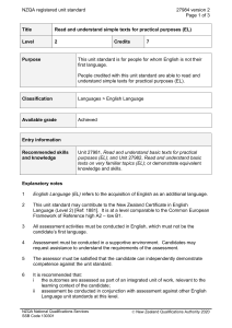 NZQA registered unit standard 27984 version 2  Page 1 of 3