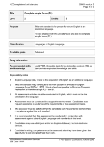 NZQA registered unit standard 28001 version 2  Page 1 of 3