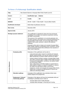 Te Hono o Te Kahurangi: Qualification details  Title