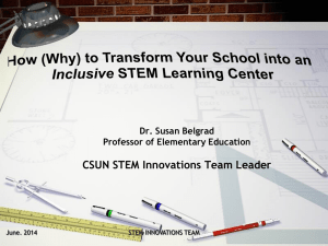 CSUN STEM Innovations Team Leader Dr. Susan Belgrad Professor of Elementary Education