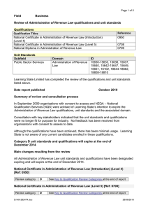 National Certificate in Administration of Revenue Law (Introduction) 0950 (Level 4)