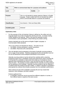 NZQA registered unit standard 26622 version 3  Page 1 of 3