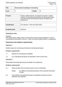 NZQA registered unit standard 7120 version 5  Page 1 of 2