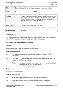 NZQA registered unit standard 7121 version 5  Page 1 of 2