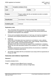 NZQA registered unit standard 24871 version 3  Page 1 of 2