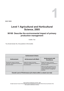 1 Level 1 Agricultural and Horticultural Science, 2005