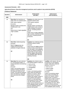 – 2010 Assessment Schedule Agricultural Science: Describe management practices used in pasture /