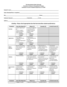 OT195B Student Fieldwork Level I Evaluation Form