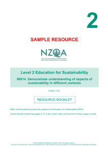 2  SAMPLE RESOURCE Level 2 Education for Sustainability