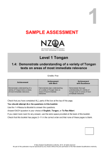 1 SAMPLE ASSESSMENT Level 1 Tongan