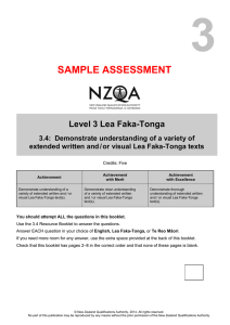 3 SAMPLE ASSESSMENT Level 3 Lea Faka-Tonga