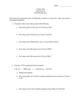 Unit 8 – Stoichiometry Worksheet 1: Mole relationships