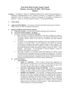 Minutes from the Penn State Berks College Faculty Senate Council of Friday, November 28, 2005