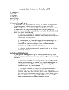 Academic Affairs Committee Meeting Notes for Friday, December 9, 2005