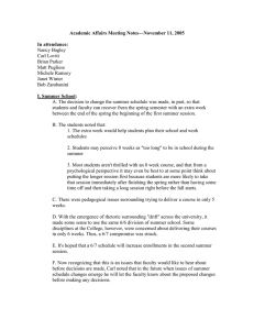 Academic Affairs Committee Meeting Notes for Friday, November 11, 2005