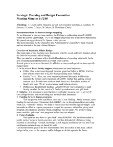 Strategic Planning and Budget Committee Minutes for Wednesday, November 2, 2005