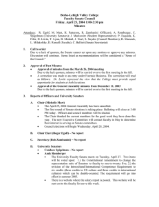 Minutes from the Penn State Berks-Lehigh Valley College Faculty Senate Council of Friday, April 23, 2004